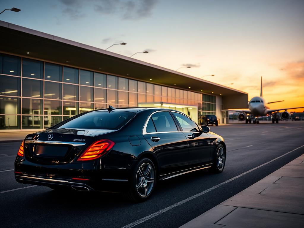 Private car waiting outside an airport terminal